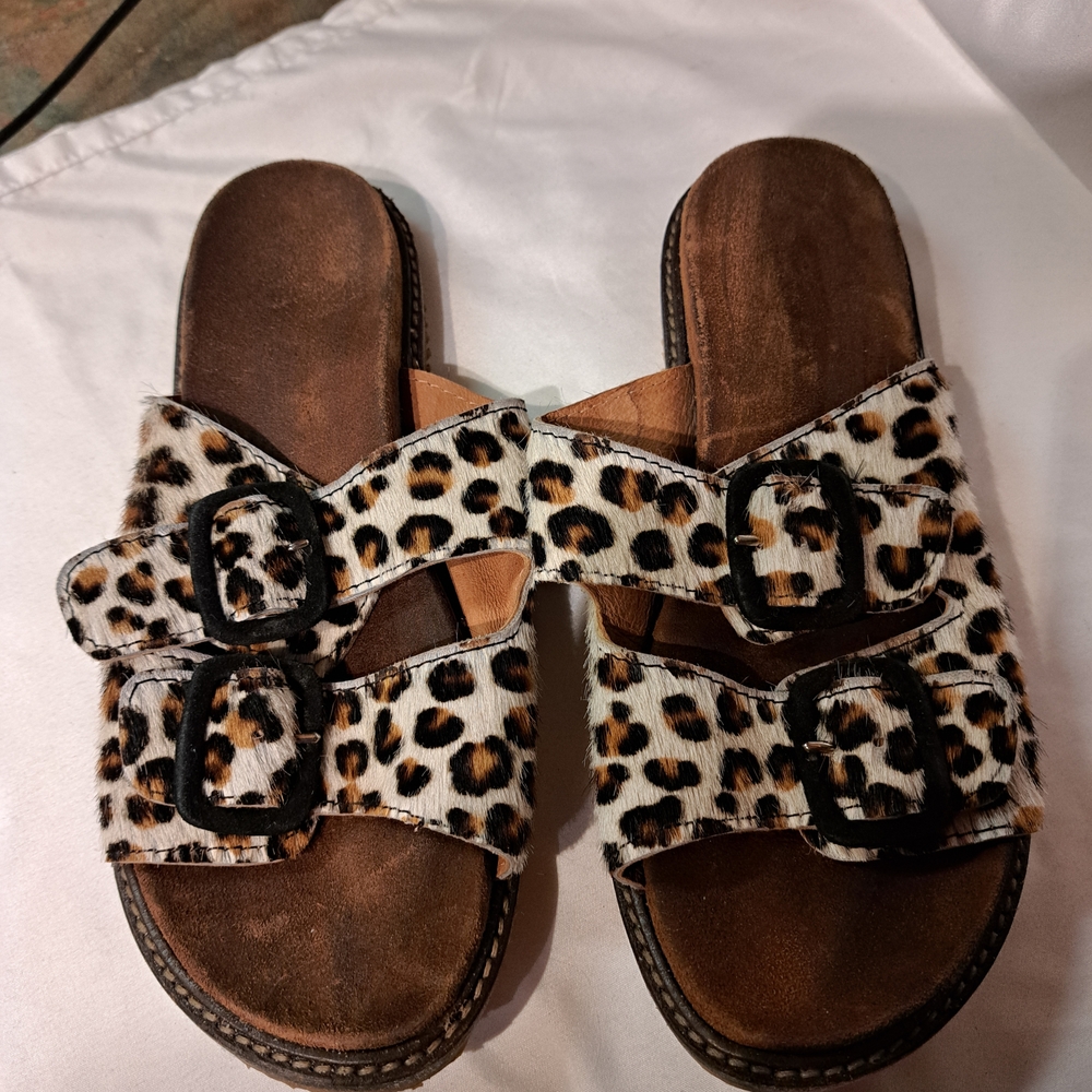 Leopard Print Women's Sandals Leather